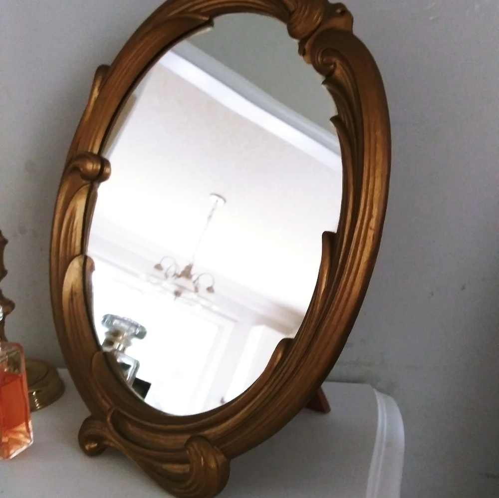 Vintage‎ Syroco wood gold mirror 1940 faux Bois